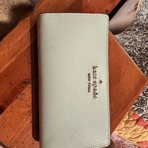 kate spade light mint green saffiano leather wallet